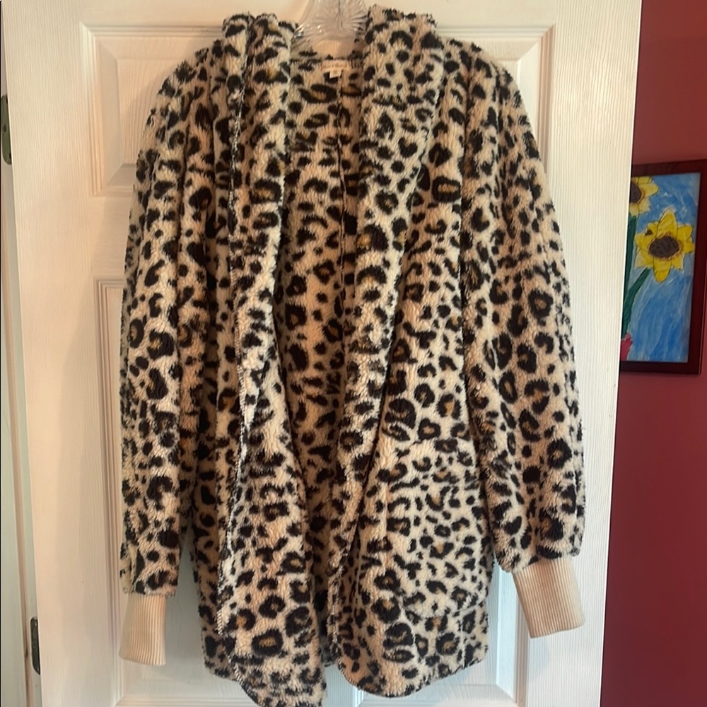 Hem & Thread Animal Print Faux Fur Jacket